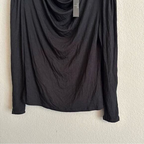 t tahari black long sleeves draped top Size medium - Picture 5 of 8